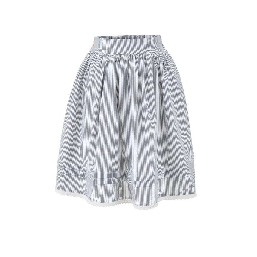 Pinstriped Mini A-Line Skirt Mid Rise