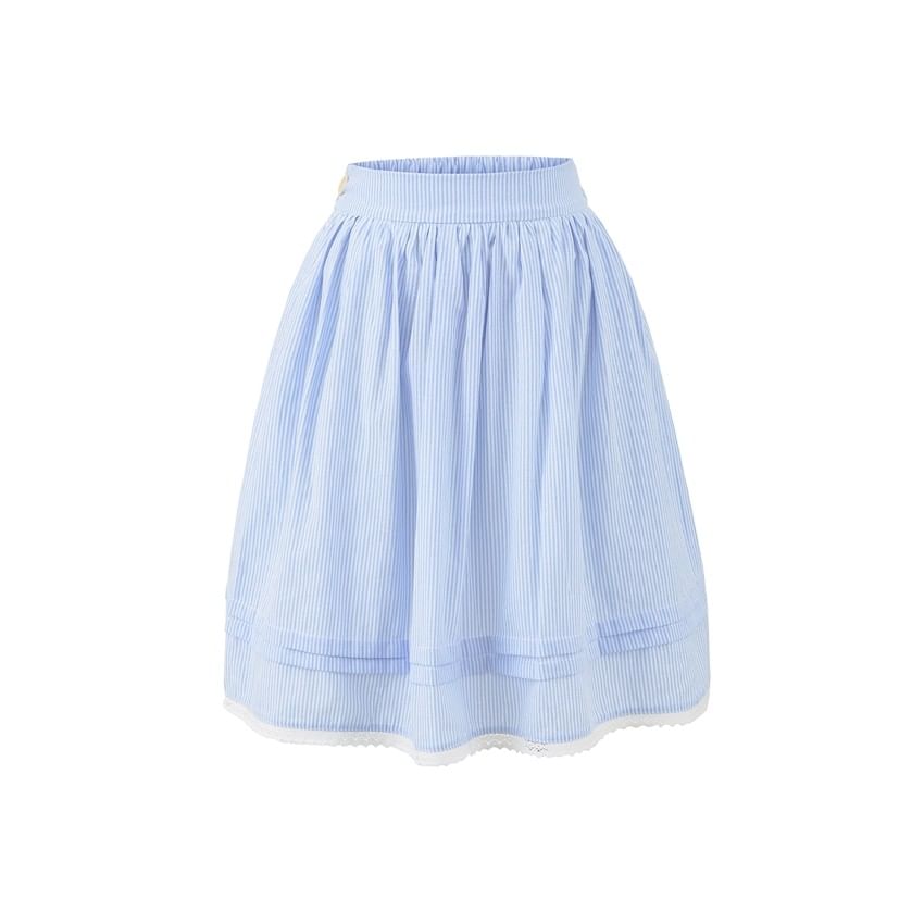 Pinstriped Mini A-Line Skirt Mid Rise