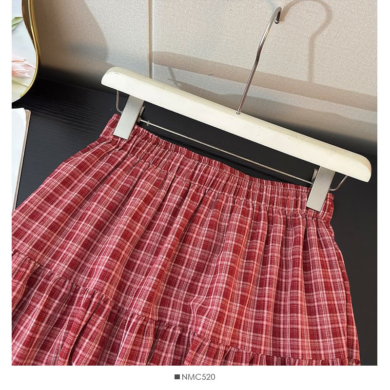 Plaid Maxi A-Line Skirt