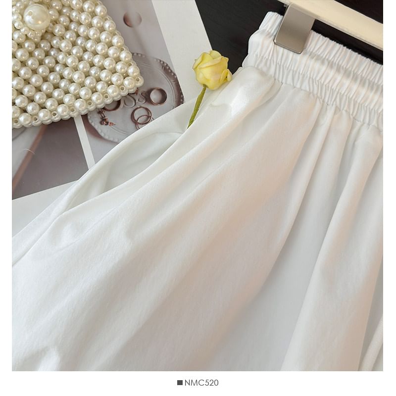 Lace Panel Maxi A-Line Skirt
