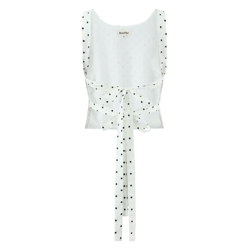 Dotted Open-Back Tank Top and Mini Skirt Set