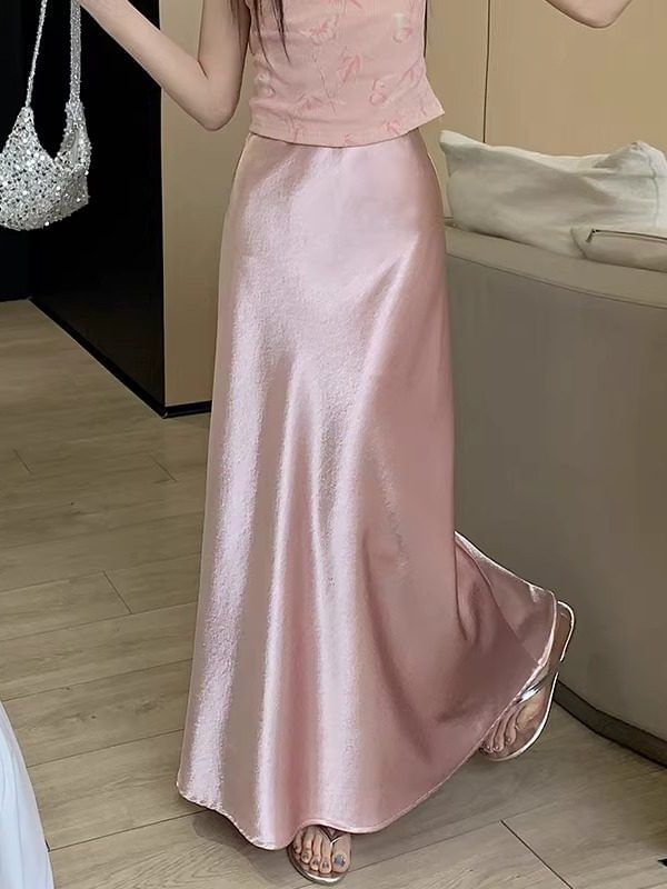 Satin Maxi A-Line Skirt