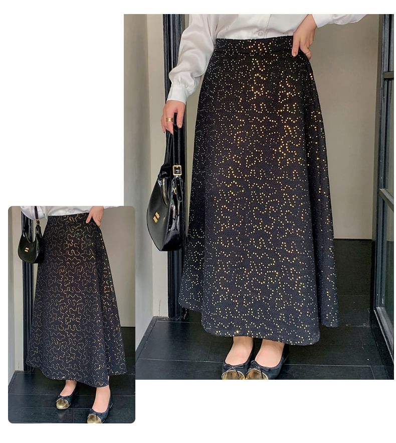 Sequin Midi A-Line Skirt