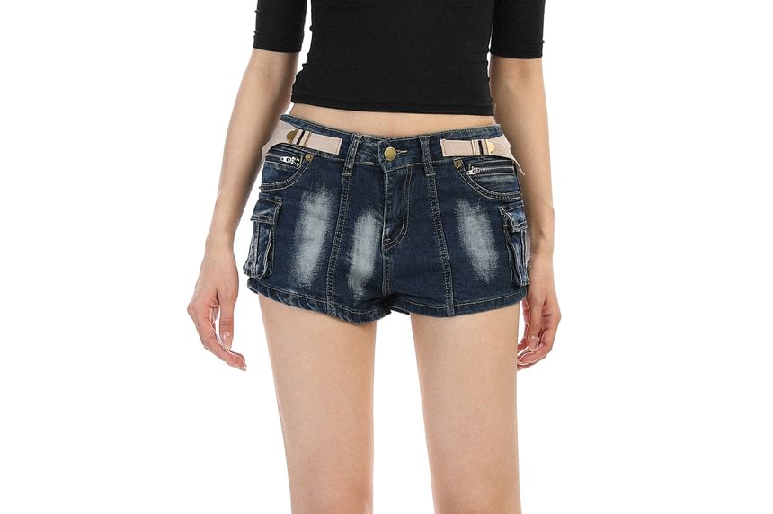 Low Waist Denim Hot Pants