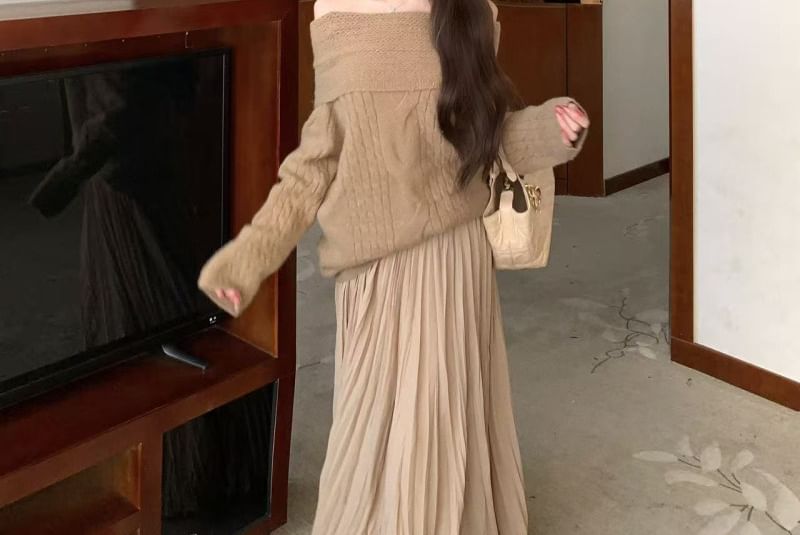 Cable Knit Sweater & Maxi A-Line Skirt Set