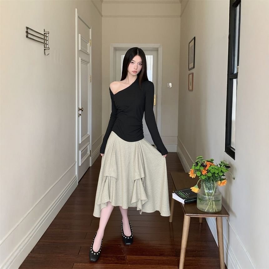 Asymmetrical High Low A-Line Skirt Set