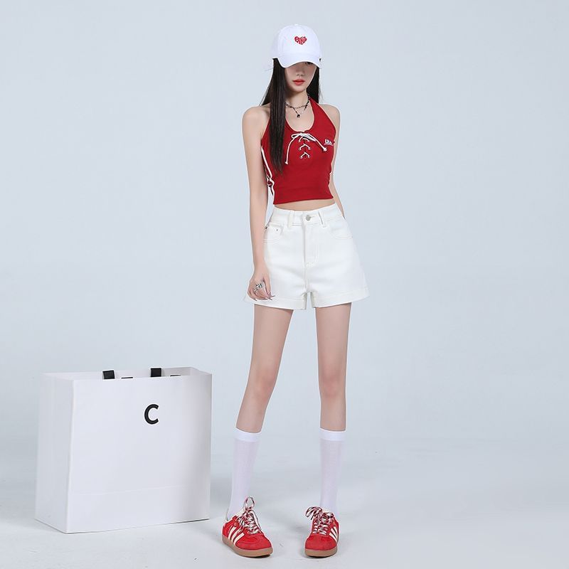 Mid Rise Plain Denim Shorts