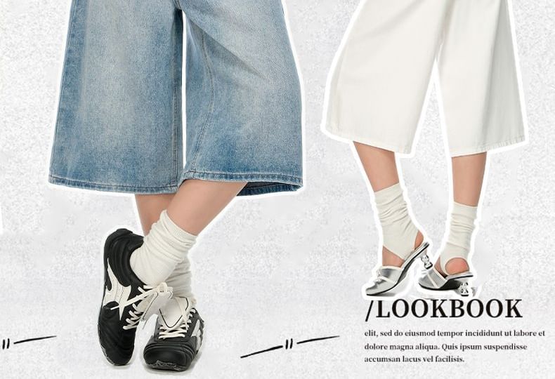 Mid Rise Plain Wide Leg Jorts