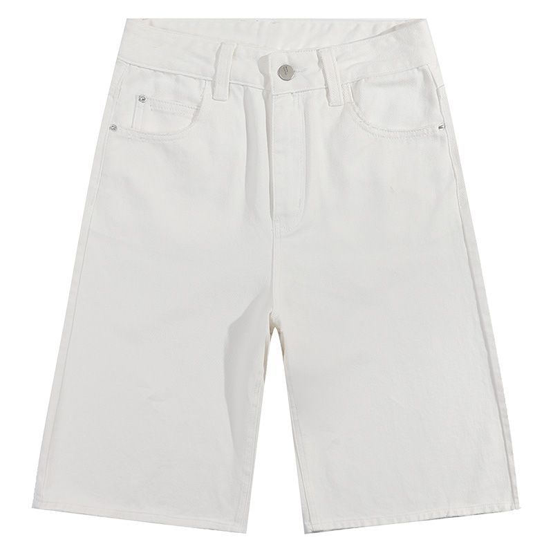Mid Rise Plain Wide Leg Jorts