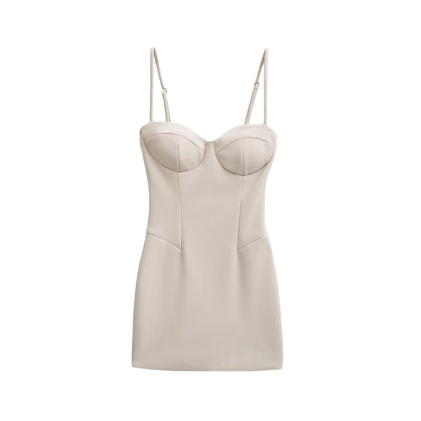 Spaghetti Strap Sweetheart Neckline Plain Mini Bodycon Dress