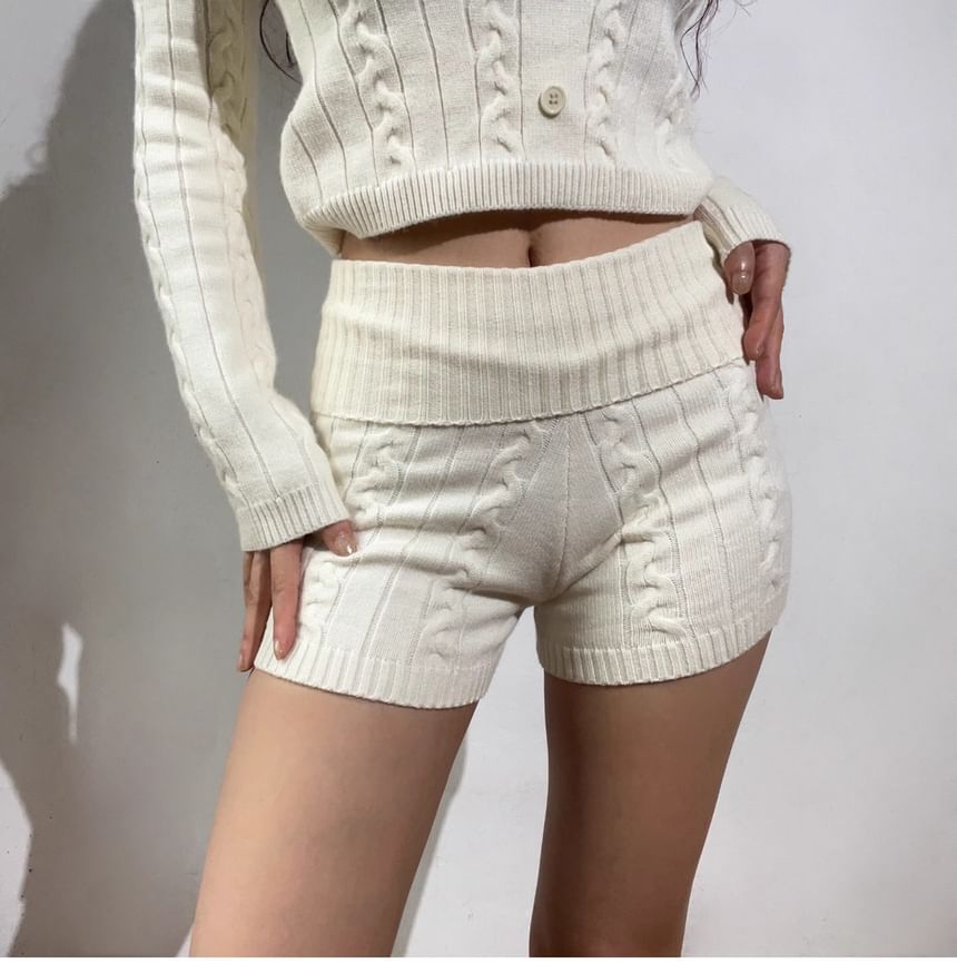 Long-Sleeve Knit Crop Top & Hot Pants