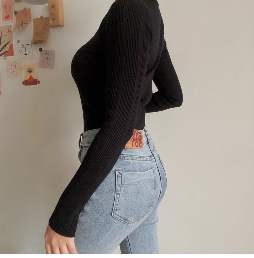 Cutout Long-Sleeve Knit Top