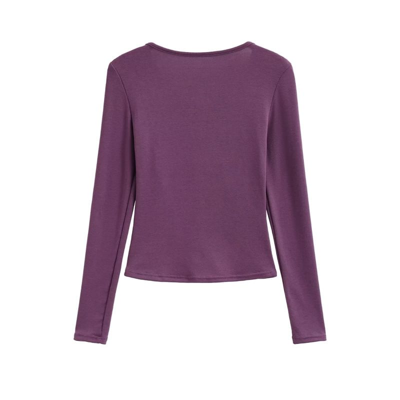 Sheer Insert V-Neck Cropped Tee with Lace Details