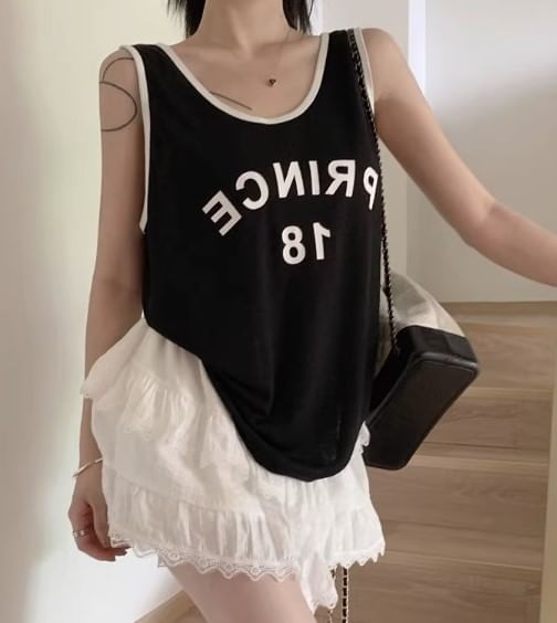 Balletcore Lace Trim Tiered Mini Skort with High Waist