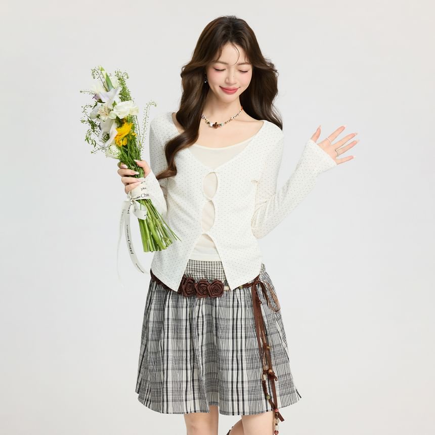Color-Block Faux Layered Long Sleeve Slim Top