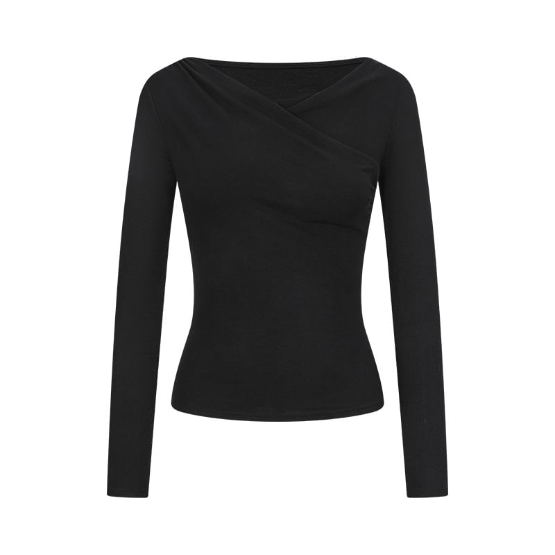 Cold Shoulder Long Sleeve Fitted Basic Shirt