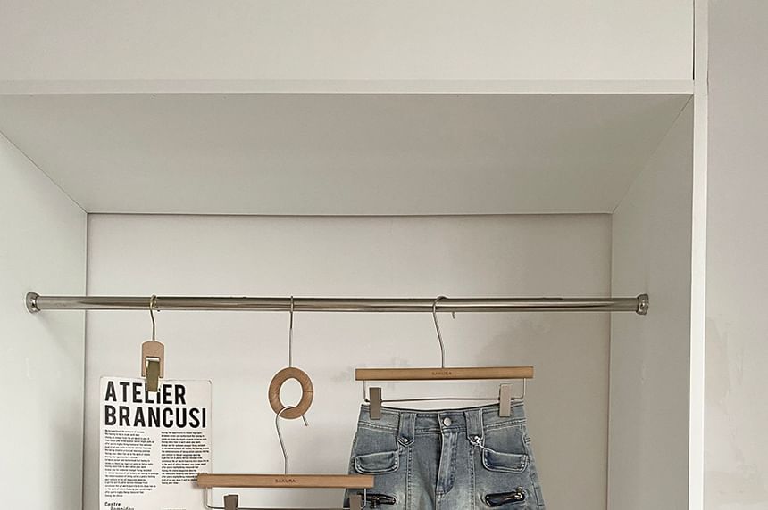 High Waist Zipped Denim Wide Leg Shorts