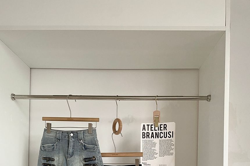 High Waist Zipped Denim Wide Leg Shorts