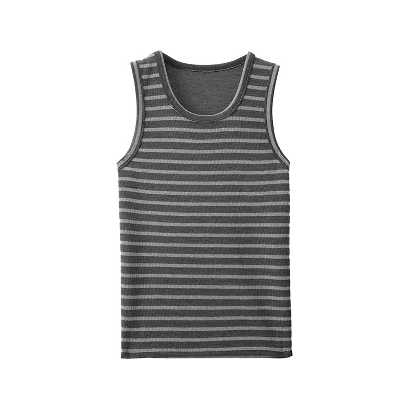 Striped Boxy Cut Sleeveless Casual Top