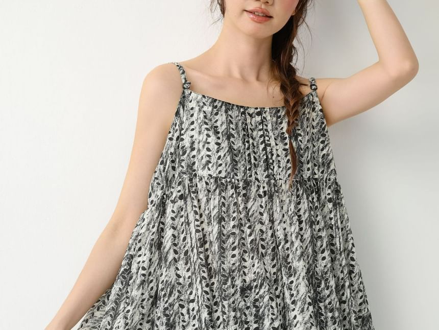 Spaghetti Strap Tie Dye Lace Panel Overall Dress