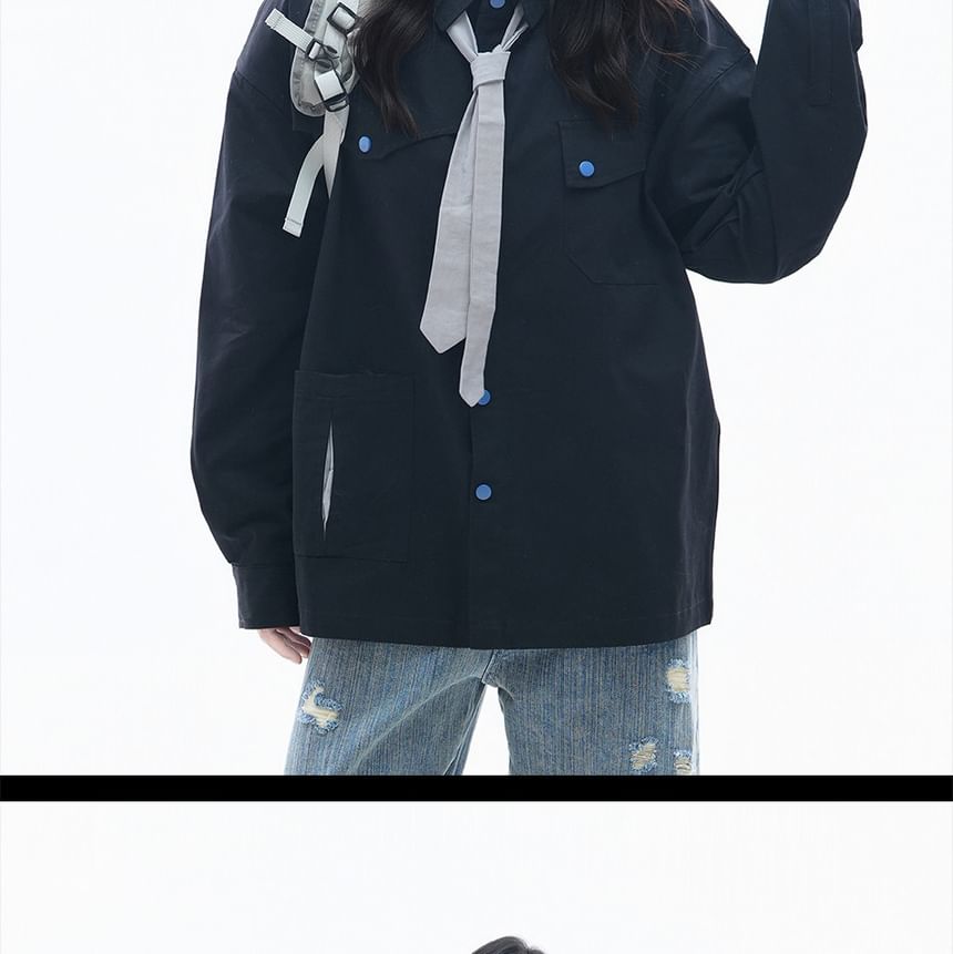 Oversized Collared Long-Sleeve Shirt