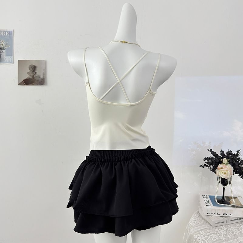 V-Neck Lace Padded Slim-Fit Camisole Top