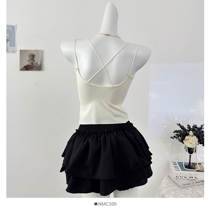 V-Neck Lace Padded Slim-Fit Camisole Top
