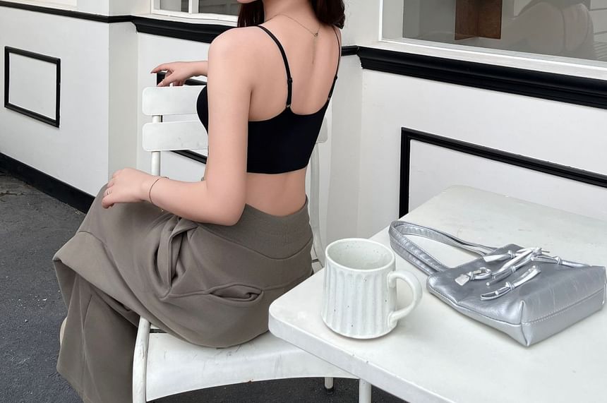 V-Neck Lace Trim Bra Top