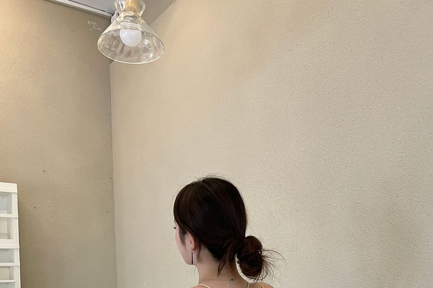 Halter Neck Lace Panel Open Back Bra Top