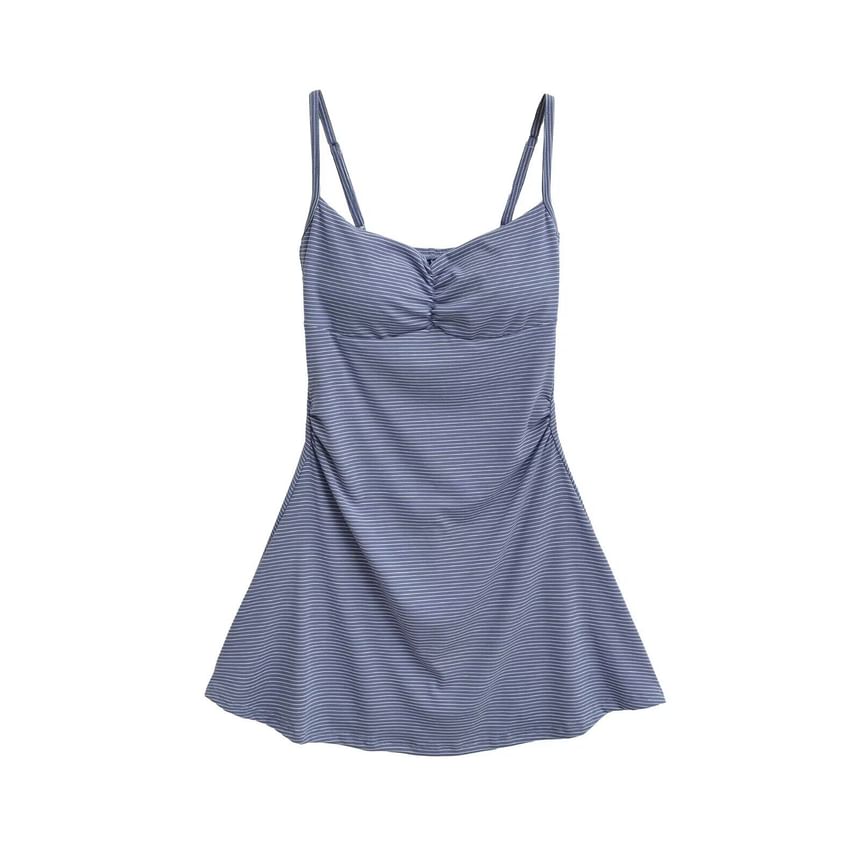 Set: Spaghetti Strap Striped Mini A-Line Dress + Shorts