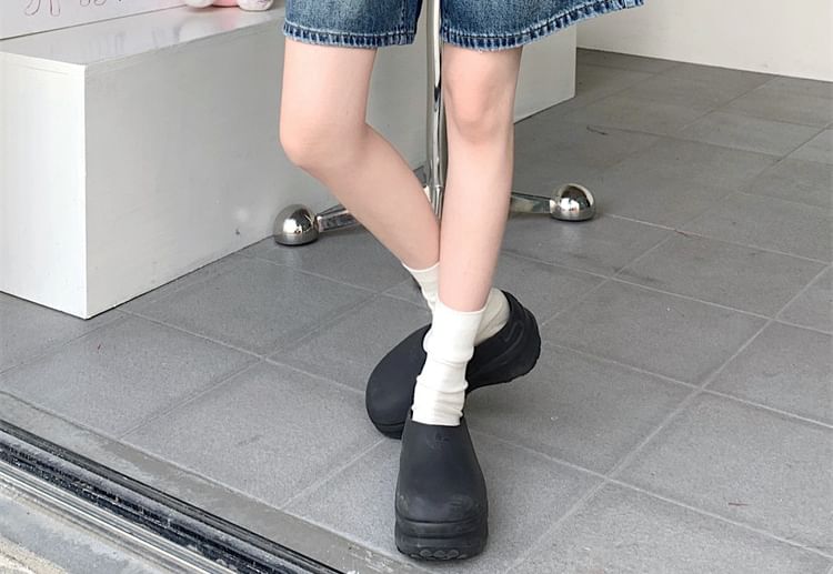 High Waist Washed Distressed Denim Shorts