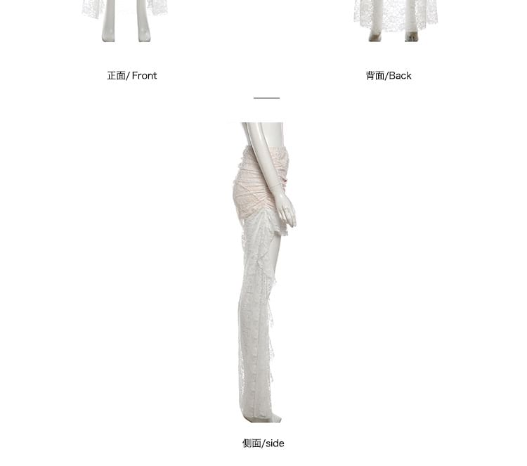 Sleeveless Lace Crop Top with Low Waist High Low Skirt