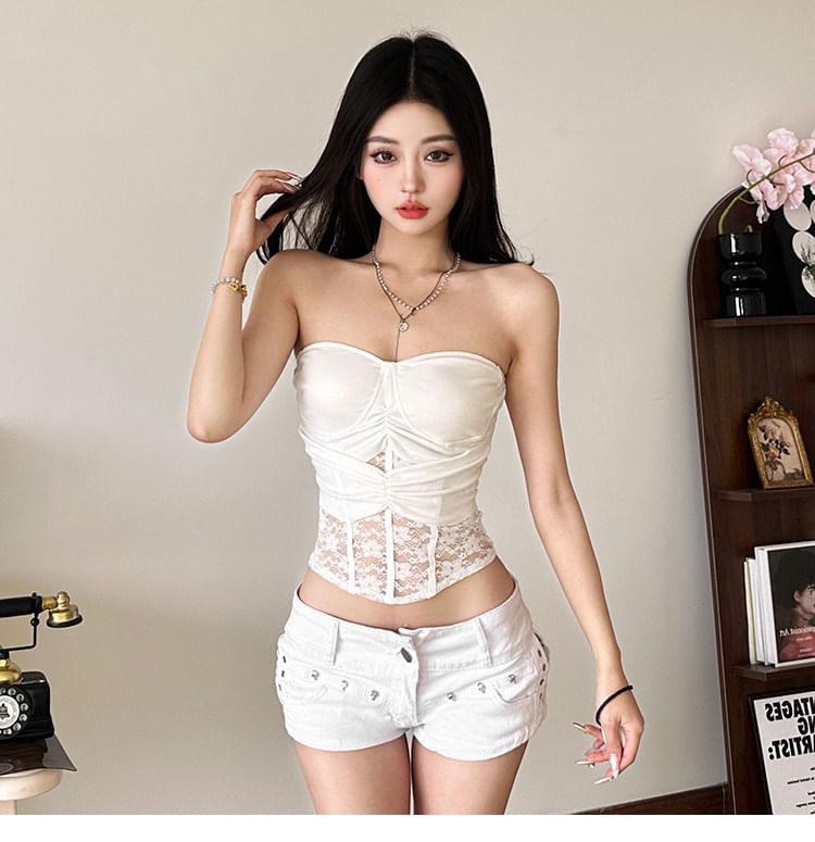 Strapless Lace Crop Top