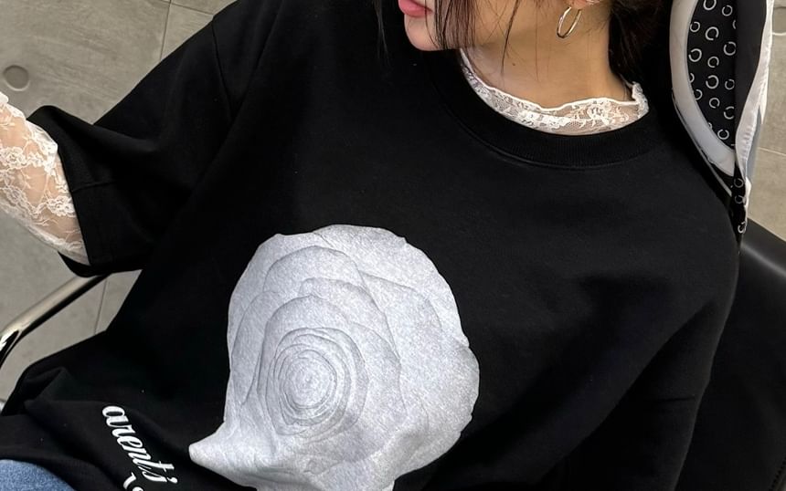 Long Sleeve Mock Neck Lace Top