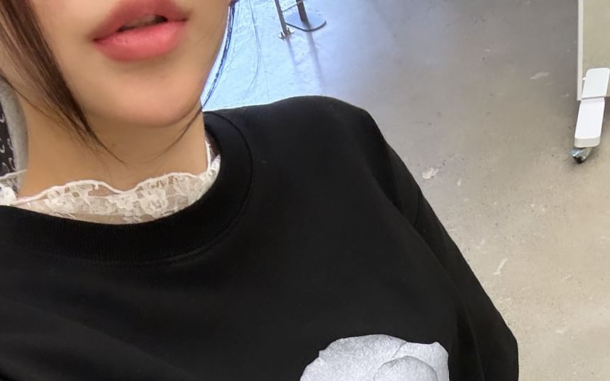 Long Sleeve Mock Neck Lace Top