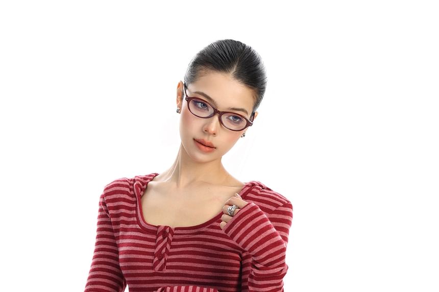 Striped Scoop Neck Slim-Fit Long-Sleeve Tee