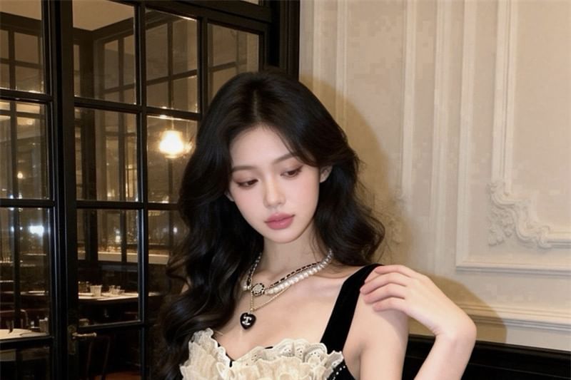 Lace Panel Peplum Crop Tank Top