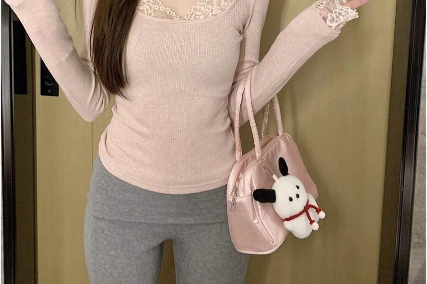 Lace Panel V-Neck Long Sleeve Blouse