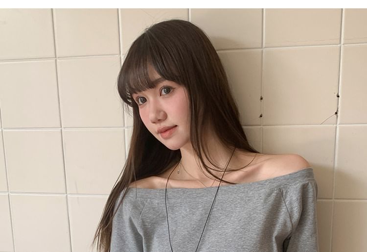 Off Shoulder Long Sleeve Basic Tee