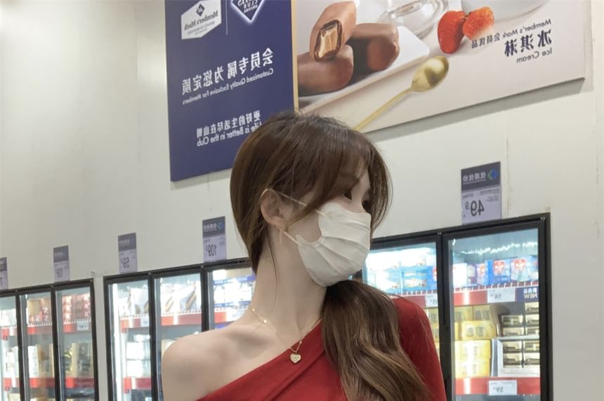 Drawstring One Shoulder Long Sleeve Top
