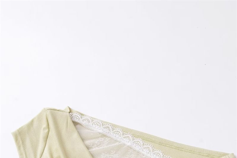 Off-Shoulder Lace Panel Ruched Cropped Tee