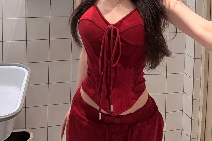 Cropped V-Neck Cami with Wide-Leg Pants