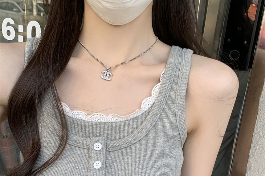 Scoop Neck Lace Trim Mock Two Piece Tank Top