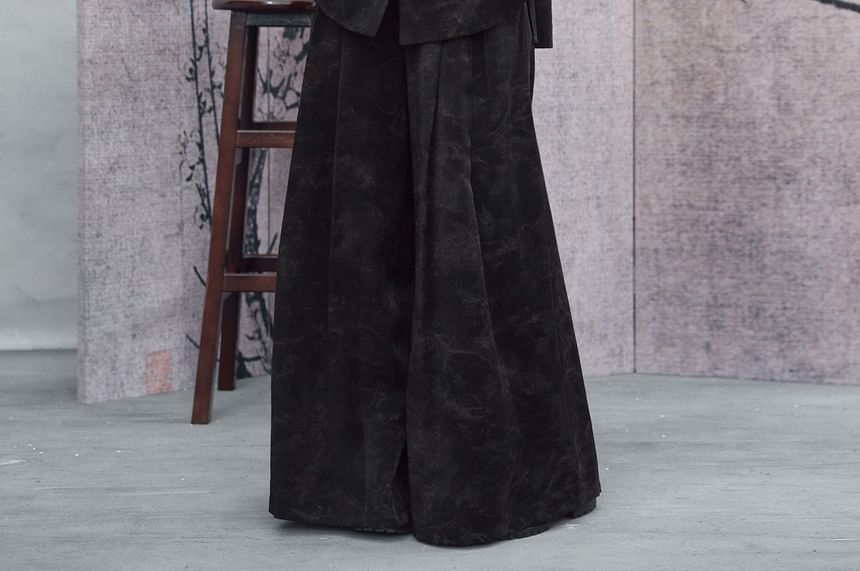 Tie-Dye Long-Sleeve Shirt and Wide-Leg Mid-Rise Pants
