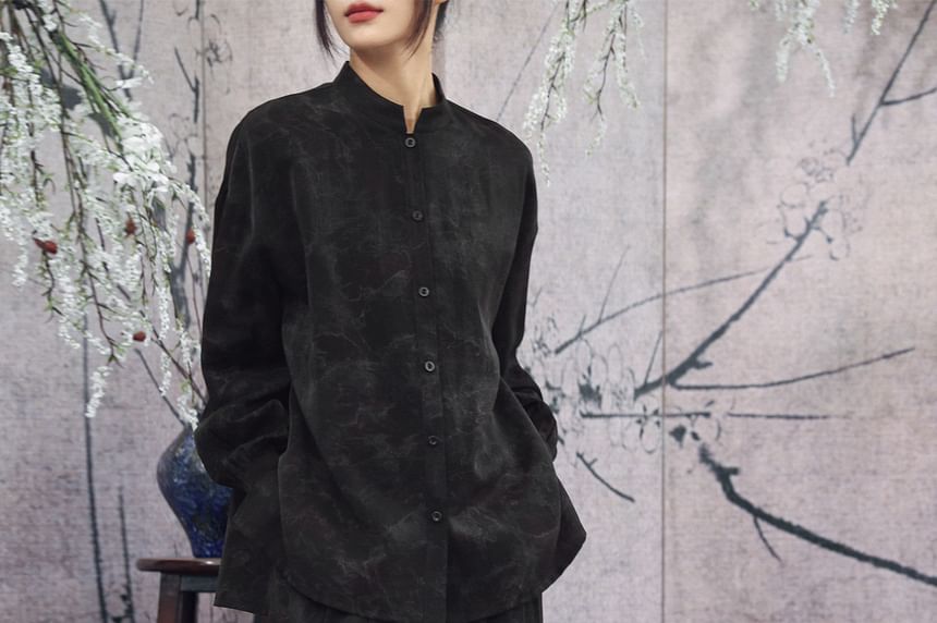 Tie-Dye Long-Sleeve Shirt and Wide-Leg Mid-Rise Pants