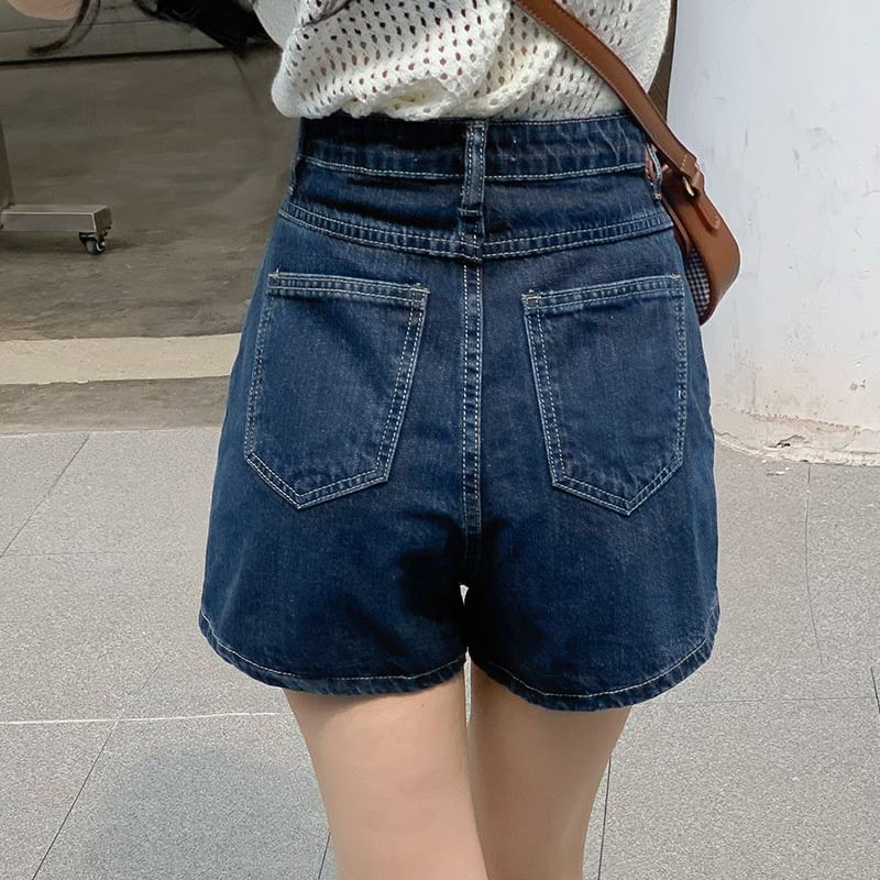High Waist Denim Mini A-Line Skort