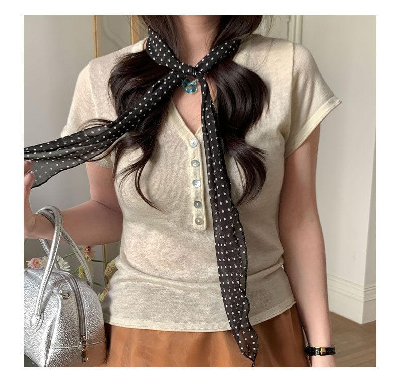 Slim-Fit Notch Neck Short-Sleeve Tee