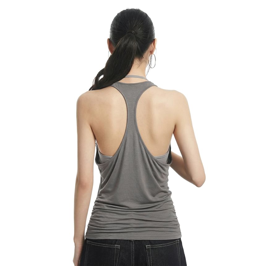 Mock Two-Piece Halter Tank with Racerback
