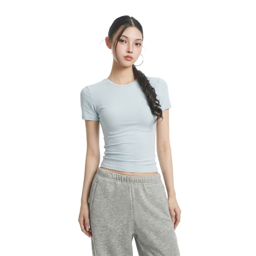 Crew Neck Basic Tee with Short Sleeves