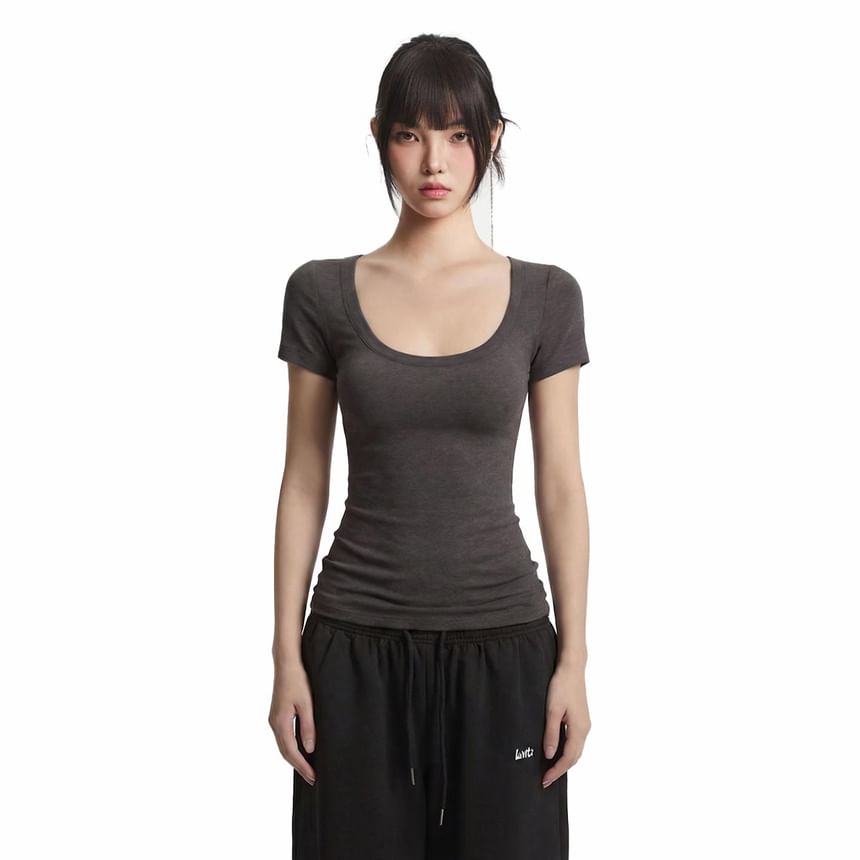 Scoop Neck Short-Sleeve Essential Tee